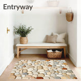 Serenity Featuring Abstract Pebble Mosaic and Warm Neutral Shades(Beige)
