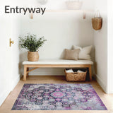 Boho Mosaic Area Rug Featuring Distressed Medallions And Artistic Symmetry(Gray)