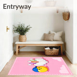 Cartoon Smiling Bowling Ball Pins Motif(Pink)