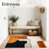 Black Orange Brown Abstract Geometric Shape Washable Area Rug(Orange)