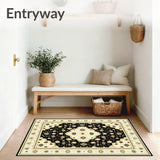 Geometric Cross Medallion Area in Beige and Charcoal(Black)