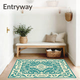 Distressed Damask Scrollwork with Ornate Flourishes Style (Beige)