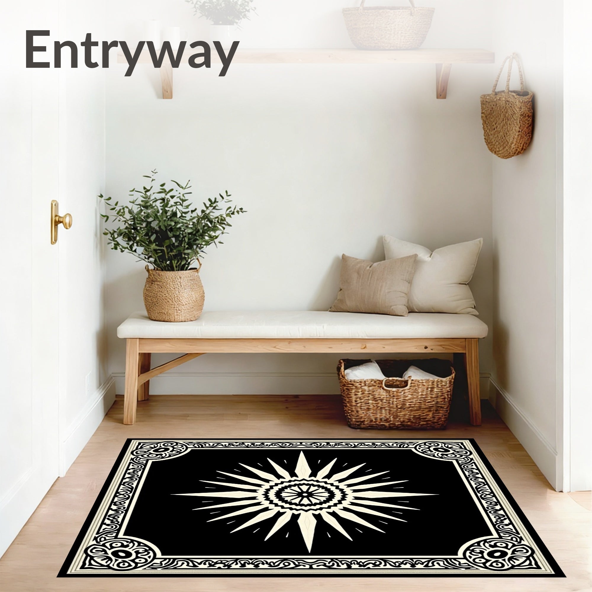 Burst with Radiating Starburst and Paisley Border (Black) - ODIKA