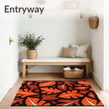 Sunset Safari Abstract Animal Inspired Design with Interlocking Leaf Motifs(Orange)