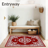 Elegant Medallion Symmetrical Entrance Welcome(Red)