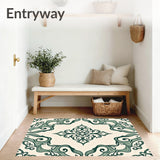 Elegant Boho Weathered Scroll Arabesque Damask(Green)