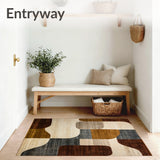 Brown Abstract Area Beige Highlights Chic(Beige)