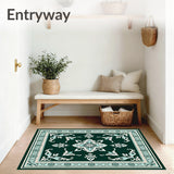 Elegant Floral Arabesque Weathered Decorative Eclectic Motif(Green)