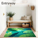 Vibrant Tropical Leaf Design Area with Relaxed Aesthetic(Blue)
