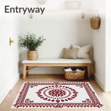 Snowflake Decorative Area with Intricate Festive Design(Burgundy)