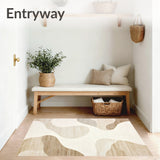Abstract Wavy Line Area Subtle Beige Tones Easy Care Floor(Beige)