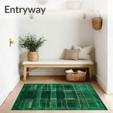 Elegant Emerald Green and Gold Abstract Area with Bold Shapes(Green)