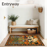 Bewitching Garden Gnome Rug Halloween Entrance Carpet Festive Decor(Orange)