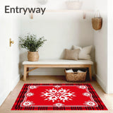 Festive Snowflake Holiday Accent With Plaid Border(Red)