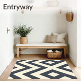 Chevron Zigzag Modern Floor Covering with Rhythmic Stripes(Gray)
