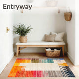 Boho Chic Area with Colorful Rainbow Geometric Shapes for Versatile Style(Orange)