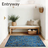 Contemporary Geometric Design Runner Area with Dynamic Shapes(Blue)
