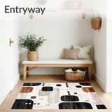 Contemporary Mocha Hues Area with Distinctive Abstract Print(White)
