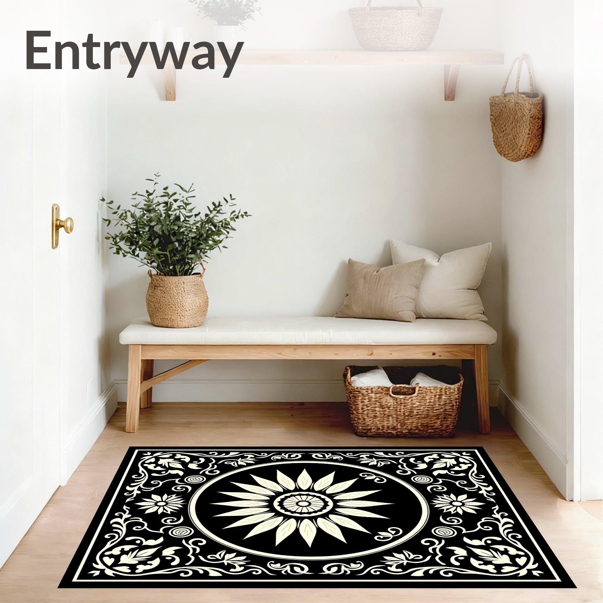 Sunburst Vintage Blossom Artistic Flourish Motif (Black) - ODIKA