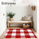 Vintage Inspired Buffalo Check with Angled Interlocking Panels(Red)