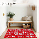 Magical Frosty Village Panorama Tapestry(Red)