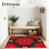 Poinsettia Bloom Tapestry Style Non Skid Floor(Red)