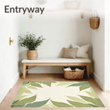 Exotic Leaf Motif Green Beige Botanical Garden Area(Beige)