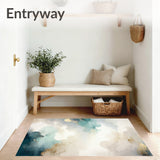 Ethereal Aura Area Beige & Blue Cloud Inspired Design(White)