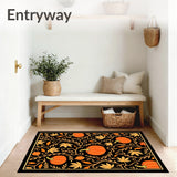 Harvest Pumpkin Vine Motif with Scattered Maple Leaf Accents Autumn(Black)