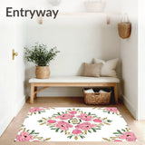 Blooming Botanical Medallion Interwoven Floral Vintage Design (Pink)