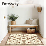 Timeless Beige Brown Area with Classic Floral Motif(Beige)