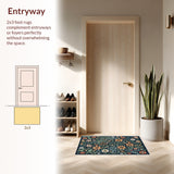 Ultra Soft Area Rug, Non Slip, Stain Resistant, Washable Area Rugs for Living Room, Bedroom, Boho Botanical Non-Slip Dining Room(Black)