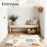 Abstract Brushstroke Design in Blended Beige and Grey(Beige)