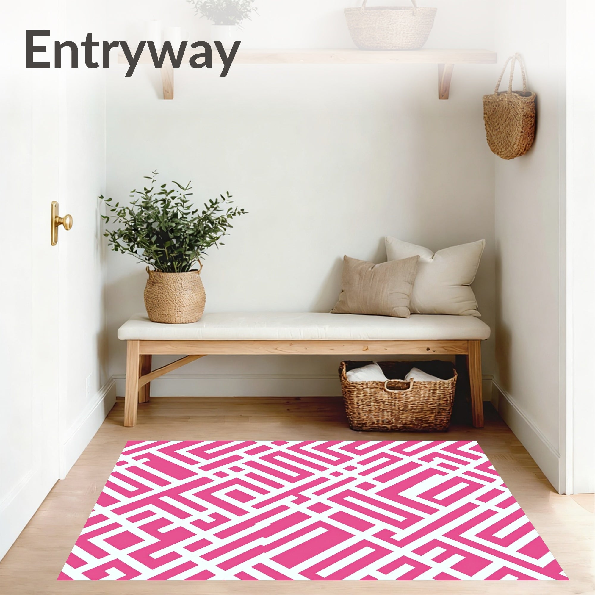 Chevron Zigzag Plush Shag with Textured Pile Design (Pink) - ODIKA