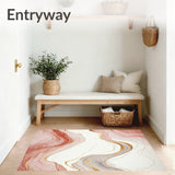 Modern Marble Inspired With Blush and Beige Swirl Accents(White)