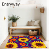 Vintage Sunflower Burst with Autumn Poppy Medallion Floral Design(Purple)