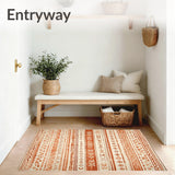 Boho Inspired Beige Runner With Artisanal Tribal Geometric Design(Orange)