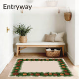 Pine Cone Doormat with Evergreen Branch Border(Green)