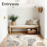 Fluid Swirls Abstract Beige Grey Runner Unique Floor Decor(Beige)