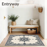 Medallion with Intricate Floral Motifs Central Design(Beige)