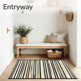 Black and Beige Striped Area with Chic Geometric for Decor(Beige)