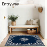 Classic Botanical Flourish Timeless Scrollwork Sophisticated(Blue)