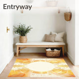 Eclectic Boho Area with Radiant Sunburst Design and Gentle Beige Gradients(Yellow)