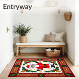 Joyous Multicultural Winter Holiday Celebration Floor Covering(Red)