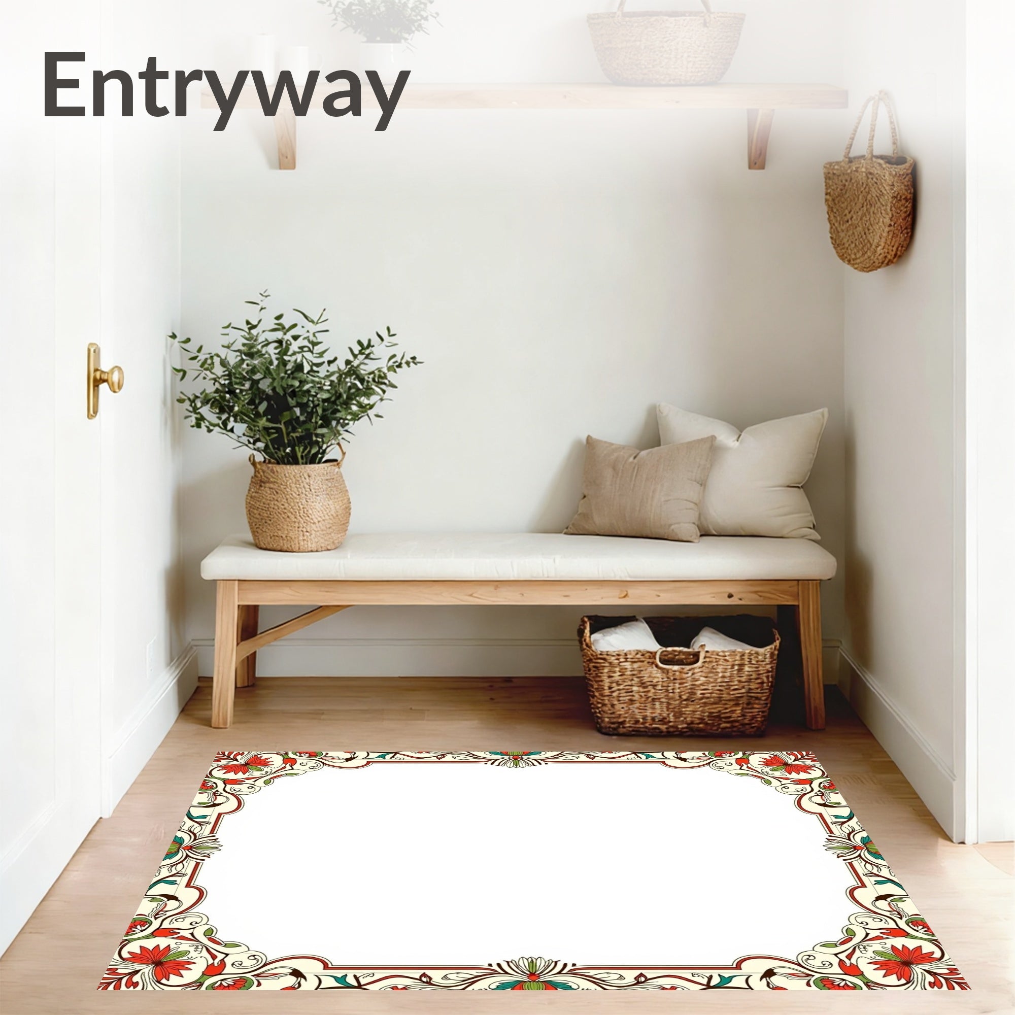 Ornate Scrollwork Damask with Interlocking Botanical Details (Ivory) - ODIKA