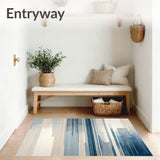 Abstract Fluid Stripe in Neutral Beige and Gray with Cool Blue Highlights(Beige)