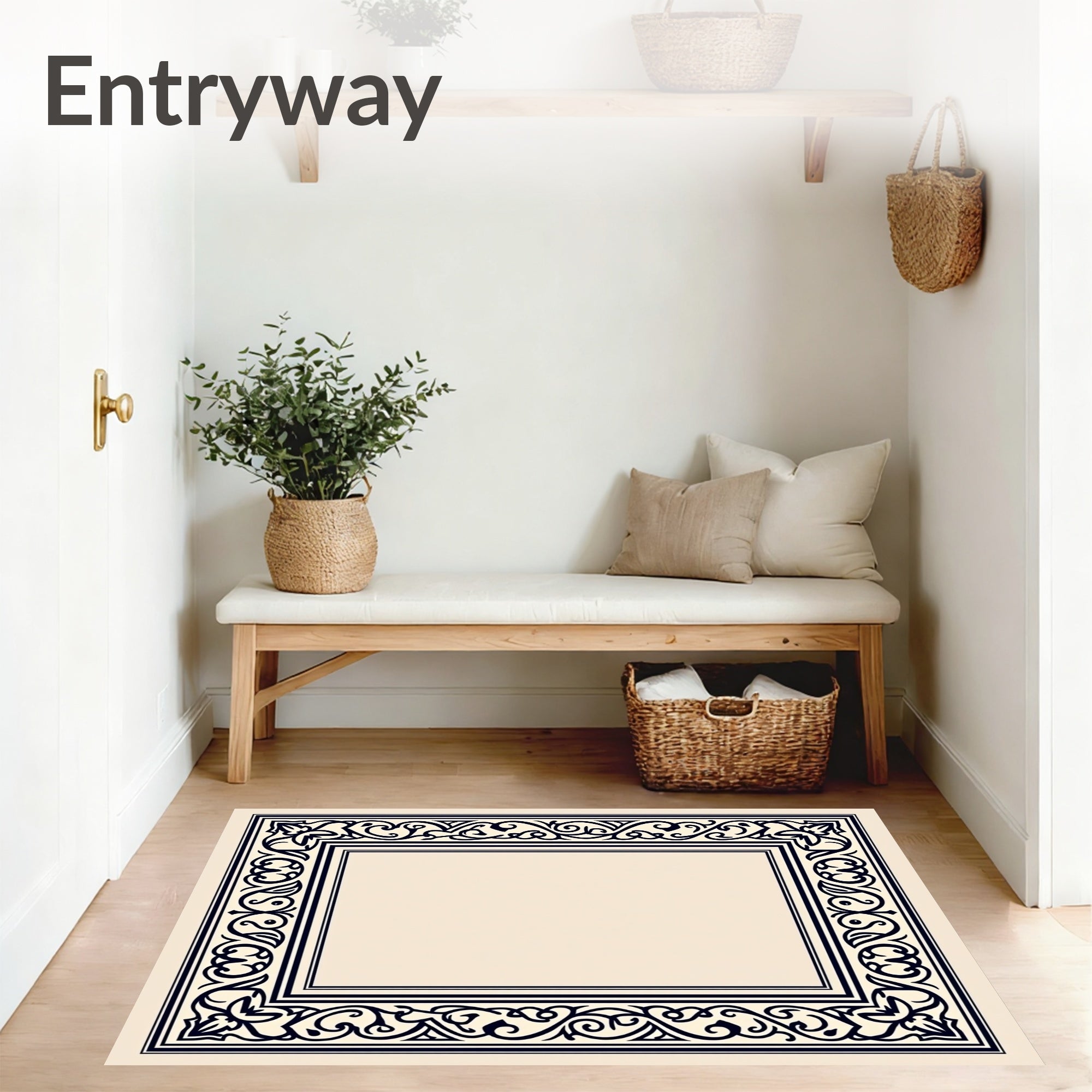 Artisan Crest Interlocking Chevron and Baroque Fretwork (Beige) - ODIKA