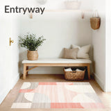 Geometric Harmony Cream & Pink Accent Area Beige Touch(Gray)