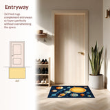 Ultra Soft Area Rug, Non Slip, Stain Resistant, Washable Area Rugs for Living Room, Bedroom, Colorful Solar System Educational Kids Bedroom Rug(Blue)