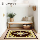 Interlocking Trellis Medallion with Motifs and Art Flourishes(Brown)